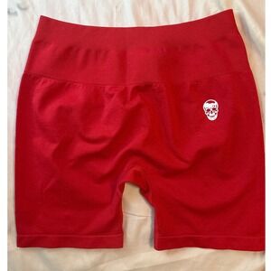 Gymreapers Red Seamless Shaping Activewear Shorts, Large